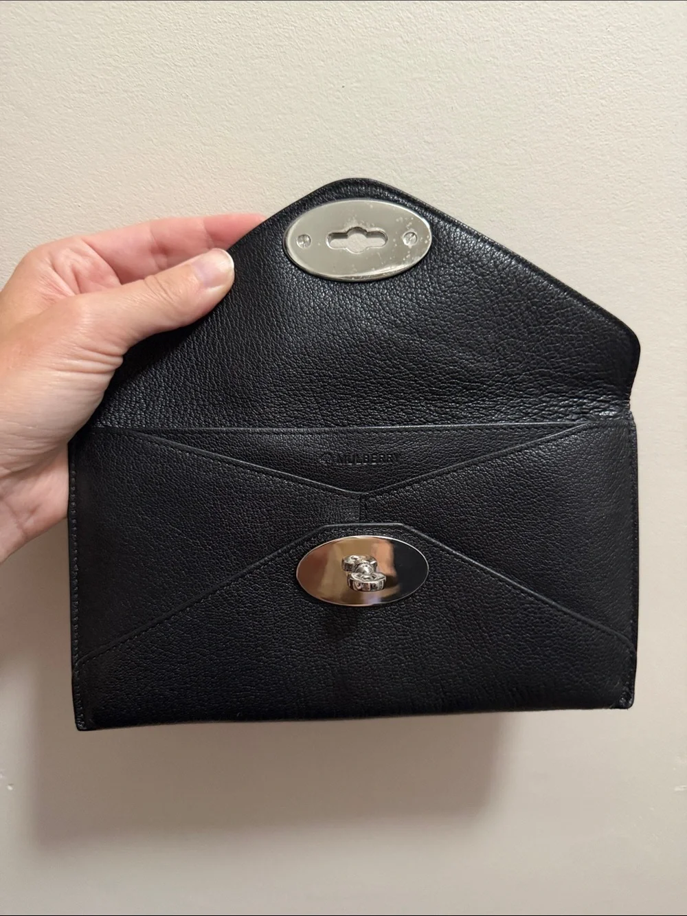 MULBERRY BLACK LEATHER ENVELOPE WALLET